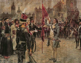 Tadeusz Kosciuszko arrives in Cracow on the 24th March 1794 to rally the Polish people to fight the Russian invasion, 1911
